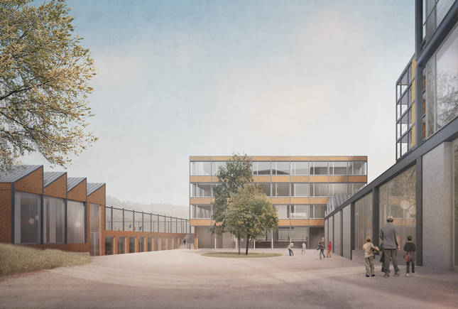 Aussenbild Pausenhof - Visualisierung: Zünd