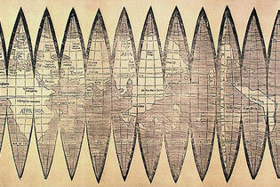 Erdglobus Segmentkarte 1507, Martin Waldseemüller