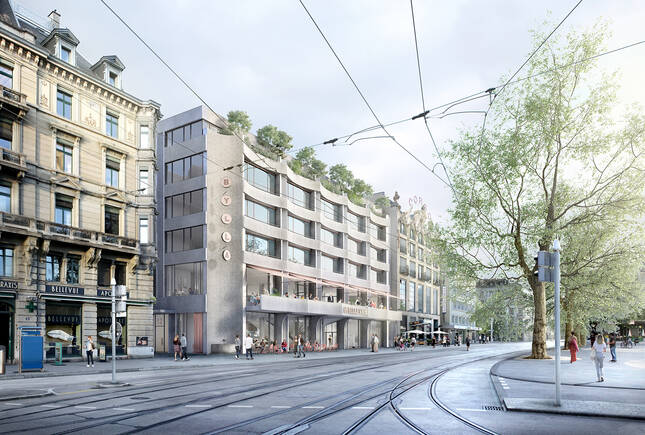 Blick entlang der Theaterstrasse Richtung Oper - Visualisierung: Philip Dörge